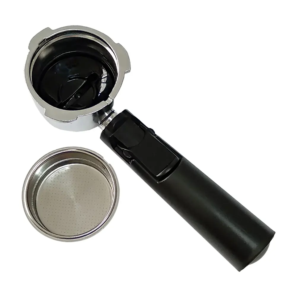 1 x Bottomless Portafilter - Reusable 51mm Stainless Steel-Aluminium Coffee Filter, Silver Round Basket, 15-20Bar Espresso Machine Replacement Part, Fits Homix 60mm Holder, Compatible with Geepas, Homelec, Kf5002 Coffee Machine Parts
