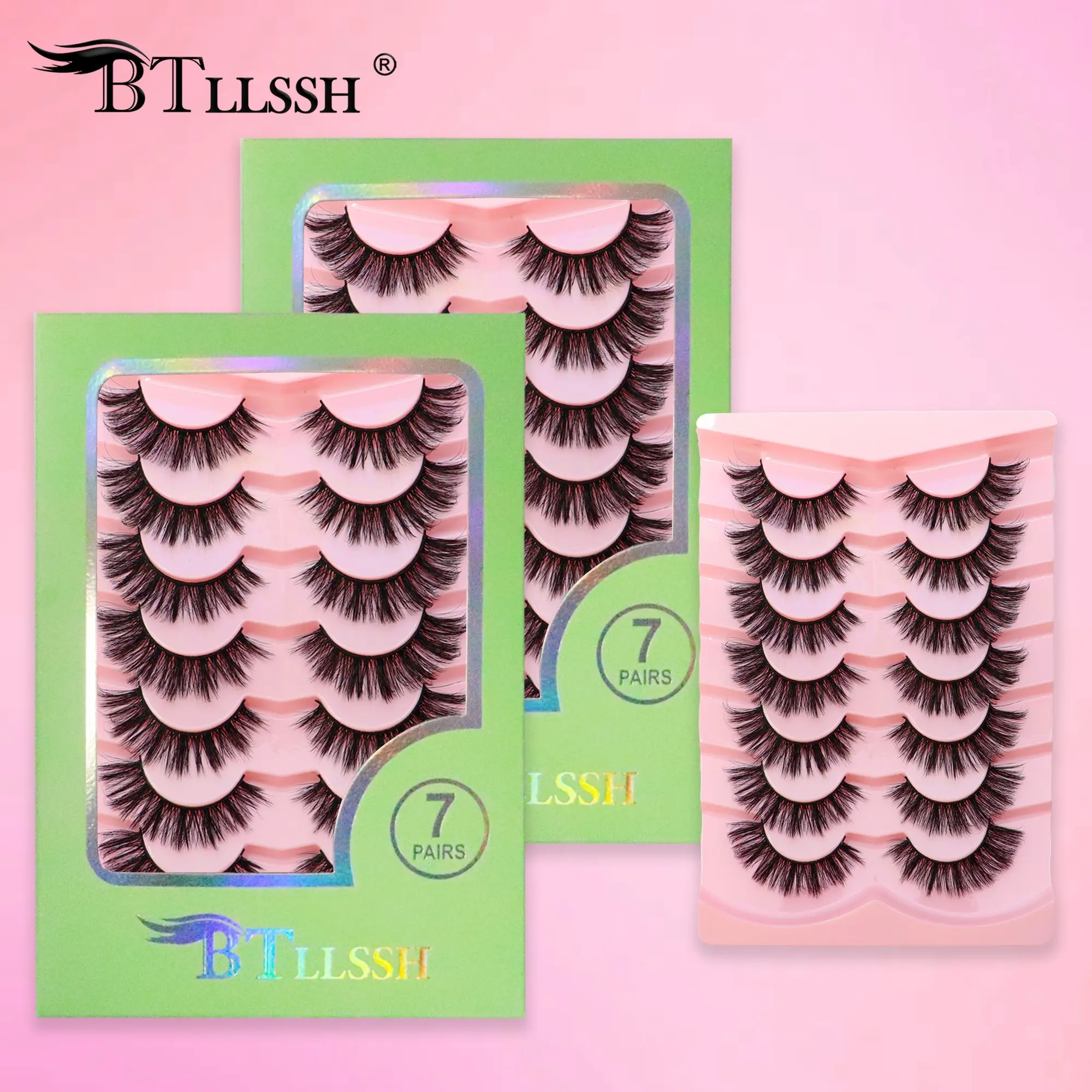 14 Pairs Btllssh Gift Box Long Thick Doll Style False Eyelashes, 18mm CC Curl, Non-Toxic, Solid Form, Shandong Province Manufacturing