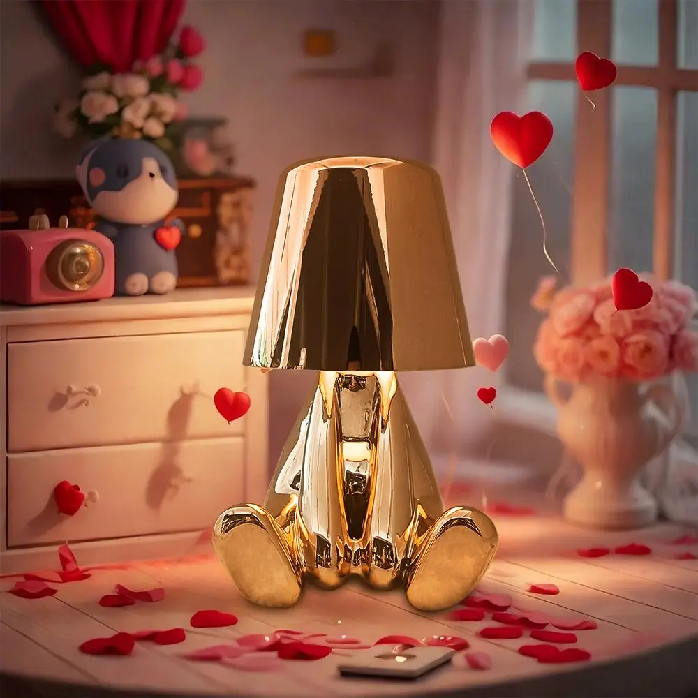 Bedside Touch Control Table Lamp, Rechargeable Thinker Statue LED Night Light, Dimmable Nightstand Lamp for Home Living Room Decor, Gifts