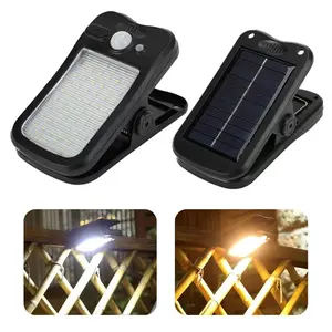 Clip On Solar Motion Lights Outdoor, 800LM Brightness, 3 Modes &3 Color Temperatures, USB Charging & Remote Control,Waterproof Flood Light for Fence, Gutters, Patio, Camping