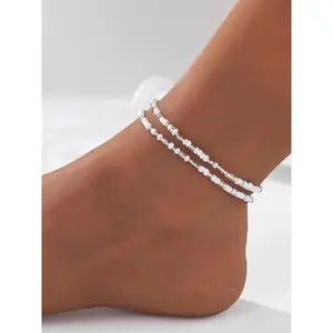 Simple Beaded Elasticity Adjustable Anklet, Accessories for Women & Girls, Boho Anklet, Daily Clothing Decor, Summer Jewelry for Birthday Gift, Gifts for Wife, Ankle Bracelet men jade Elegant Rose Bear Necklace tiara