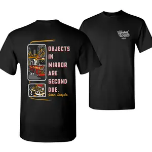 Objects In Mirror Are Second Due Firefighter Shirt, Red Truck Reflection Graphic, Bold Statement Back Print Tee for Fire Crews#FunnyTshir#TrendyTee
