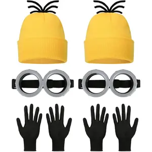 Minions Halloween Adult Costume Set: Funny Hat, Goggles & Gloves for a Thrilling Night of Frights and Laughs That Will Shock and Amuse Your Neighbors! Hizhogqul