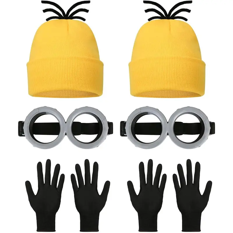 Minions Halloween Adult Costume Set: Funny Hat, Goggles & Gloves for a Thrilling Night of Frights and Laughs That Will Shock and Amuse Your Neighbors! Hizhogqul