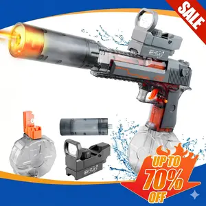 Electric Water Blaster Toy with LED Light Effects, Rechargeable Automatic Summer Water Blaster with Large Capacity Drum, Long Range Pool Beach Backyard Outdoor Toy for Kids & Teens
