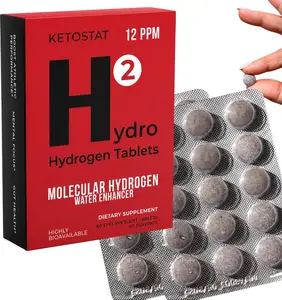 Molecular Hydrogen Water Tablets H2 (60CT) - American-Made, 12 PPM Nanobubbles, Travel-Friendly Electrolyte Wellness Supplement for Drinking Water | Healthcare |Fitness | USA Made