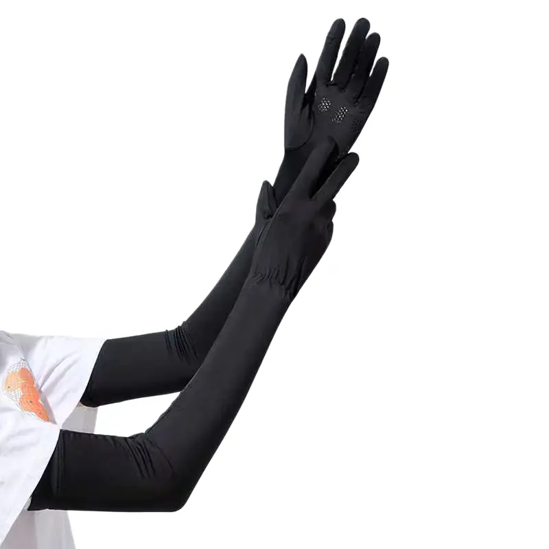 Unisex Ice Silk Outdoor Sports Gloves, Cooling Full Arm Sleeves with UPF 50+ Sun Protection, Breathable and Non-Slip Grip, Outdoor Activity Gloves, Nylon