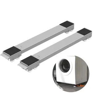 Extendable Washing Machine Dolly Heavy Duty Appliance Rollers with Wheels Adjustable Moving Base for Refrigerator Washer Dryer Fridge Mobile Stand black Grey 24 Rollers Non-slip Pad Lock Brake
