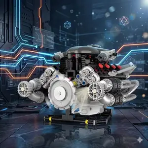 V8 Engine Component Set with Remote Control Dynamic Transmission Model, Stem Education Toy, Ideal Gift for Car Enthusiasts