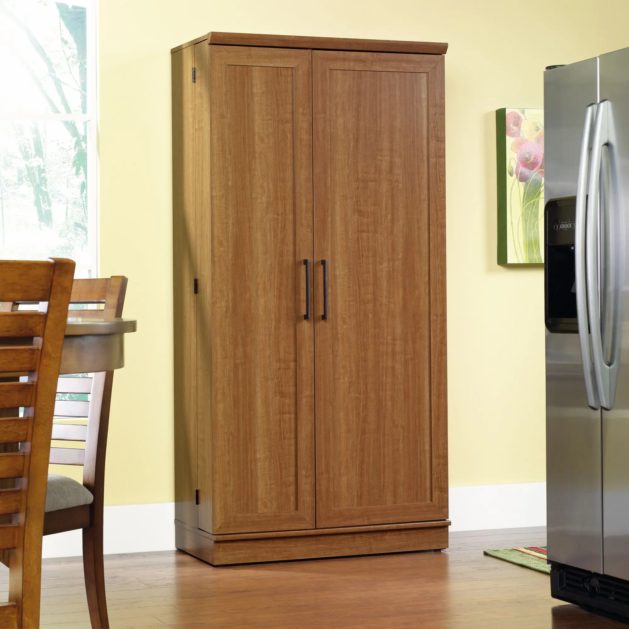 Sauder Homeplus Storage Cabinet - Sienna Oak, Space-Saving Furniture, Clean Design, Adjustable Shelves, Swing-Out Door, Adjustable Organizer for Kitchen, Bathroom & Living Room, Adjustable Organizer Living Room Furniture
