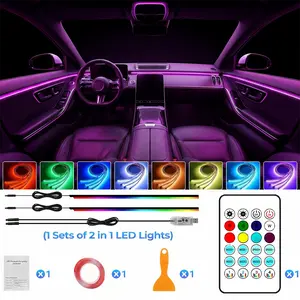 Interior Car LED Strip Lights, Acrylic LED Lights for Car with Dynamic Dreamcolor Chasing, Ambient Lighting Kits Music Sync Wireless APP and RF Remote Control