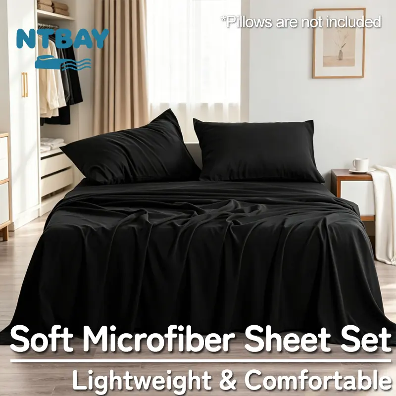 NTBAY Brushed Microfiber Sheet Set, 3/4 Pieces Lightweight Bedding with Deep Pocket, Twin XL Soft Sheet Set for College Dorm Room, Bedroom Gift Ready, All Season, Everyday Use, Suitable for Bedroom/Guest Room/Dorm, Hyposensitization, Oeko-Tex
