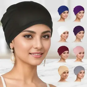 5-Pack Premium Muslim Hijab Caps, Elastic Cotton Underscarf Bonnet Set, Comfortable Breathable Turban Headwrap for Women