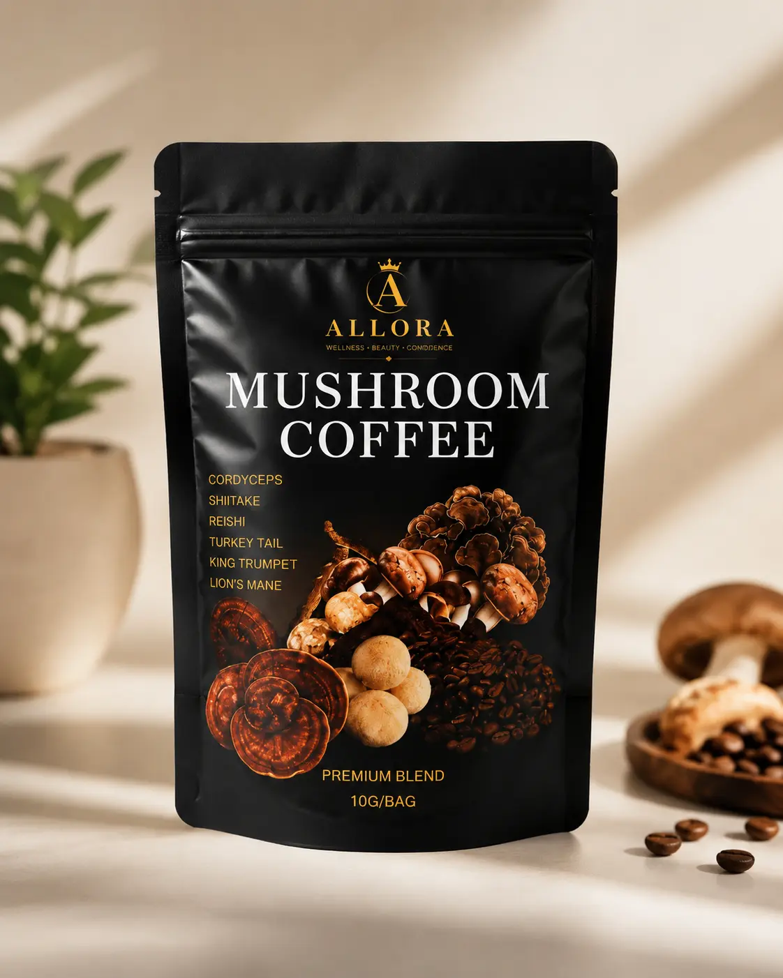 Allora Mushroom Coffee – Premium Blend | 10 Gr