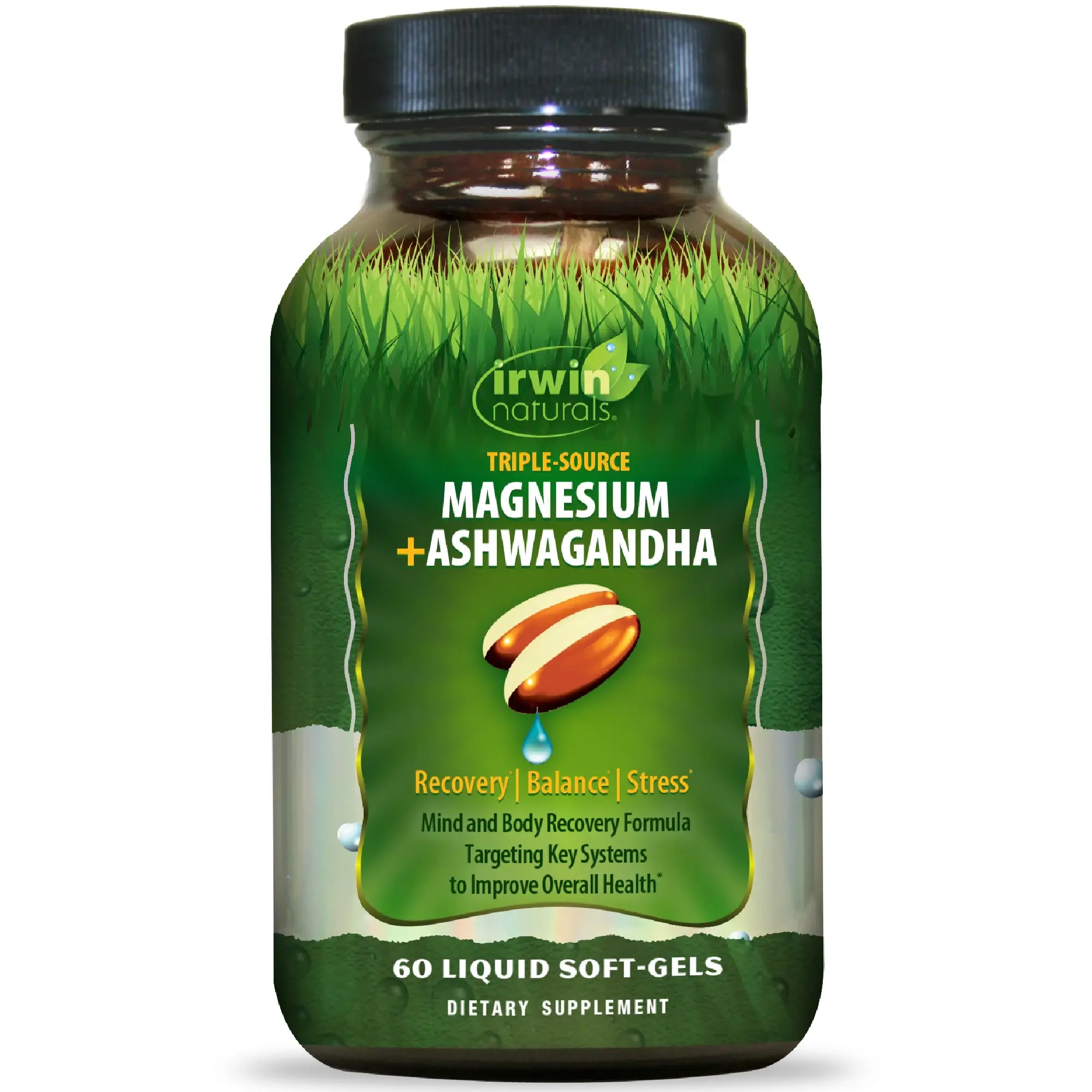 Triple Source Magnesium + Ashwagandha | Three Forms of Magnesium for Muscle, Nerve & Relaxation Support | Liquid Soft-Gels with BioPerine | 60 Soft-Gels