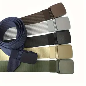 Unisex Allergy-Resistant Nylon Belt, Smooth Buckle, Multiple Colors, Heavy-Duty, Casual & Formal Wear, School, Work, Travel, Sports