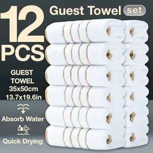 12-Piece Decorative Winter Thick Guest Towels, Modern Simple Bathroom Set, Strong Absorbent Quick Dry Microfiber, Absorbent Thickened Towels