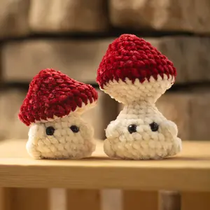 Crocheted Red Cap Mushroom Fidget Pop Toy Plush, Fly Agaric, Fungi Amigurumi