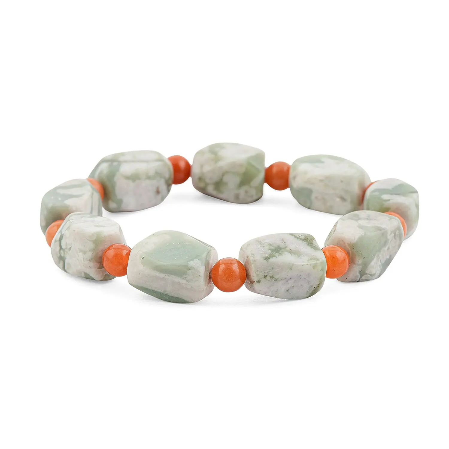 Peace Jasper and Red Aventurine 184.15 ctw Beaded Bracelet (7.0 In)