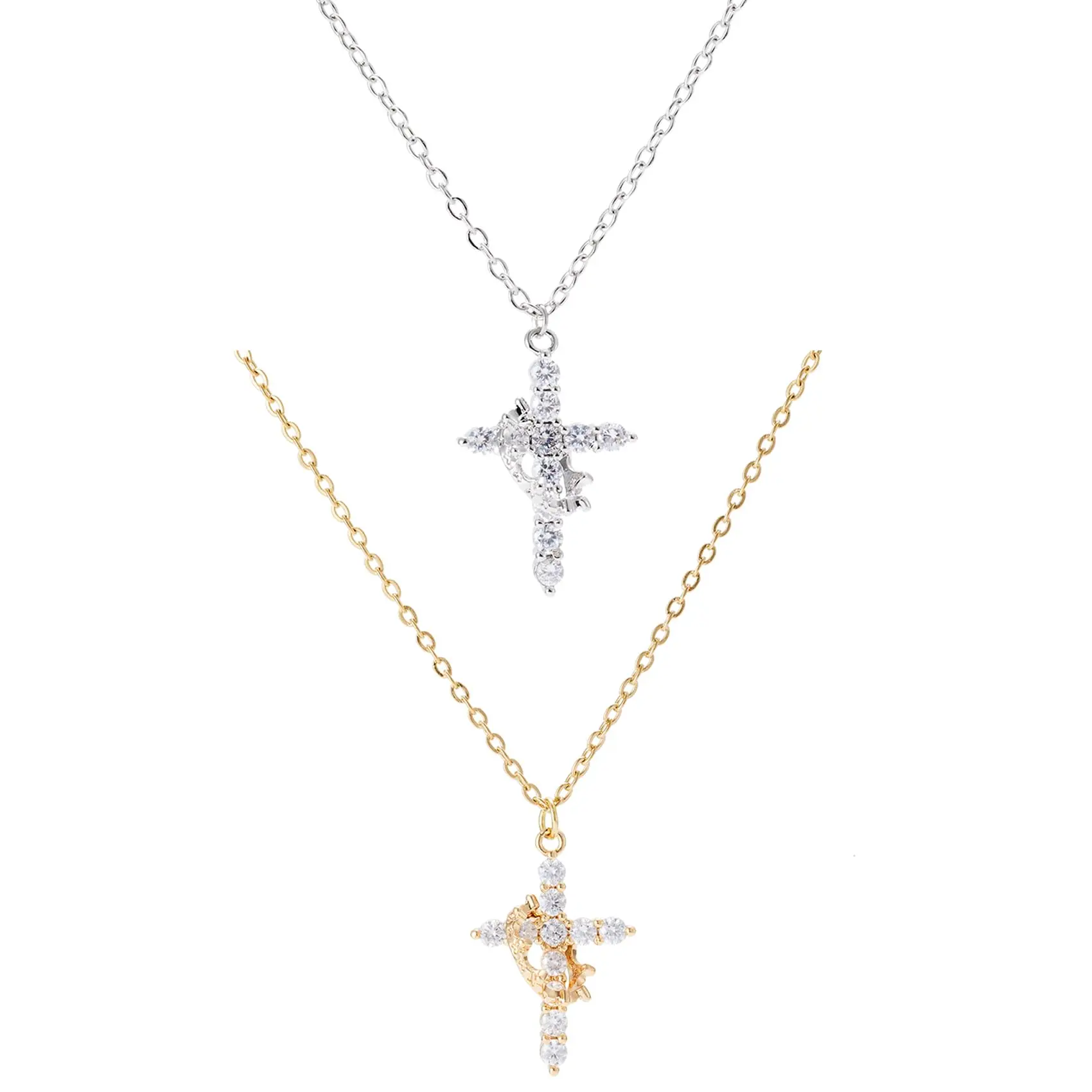 Elegant Geometric Crown-Cross Pendant Choker Necklace for Women, Men's Accessories, Necklaces for Women, Allmatch Styling Fashion Jewelry for Daily Wear & Gifting