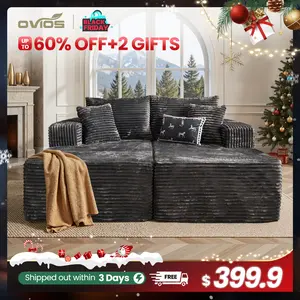 【2 Packages Shipping】Ovios 75" Oversized Sectional Double Lounge Chaise with Cloud Plush Sofa Bed,  Boneless Couch No Assembly Required, Fluffy Modern Sleeper Loveseat Chair for Indoor Living Room Bedroom Movie