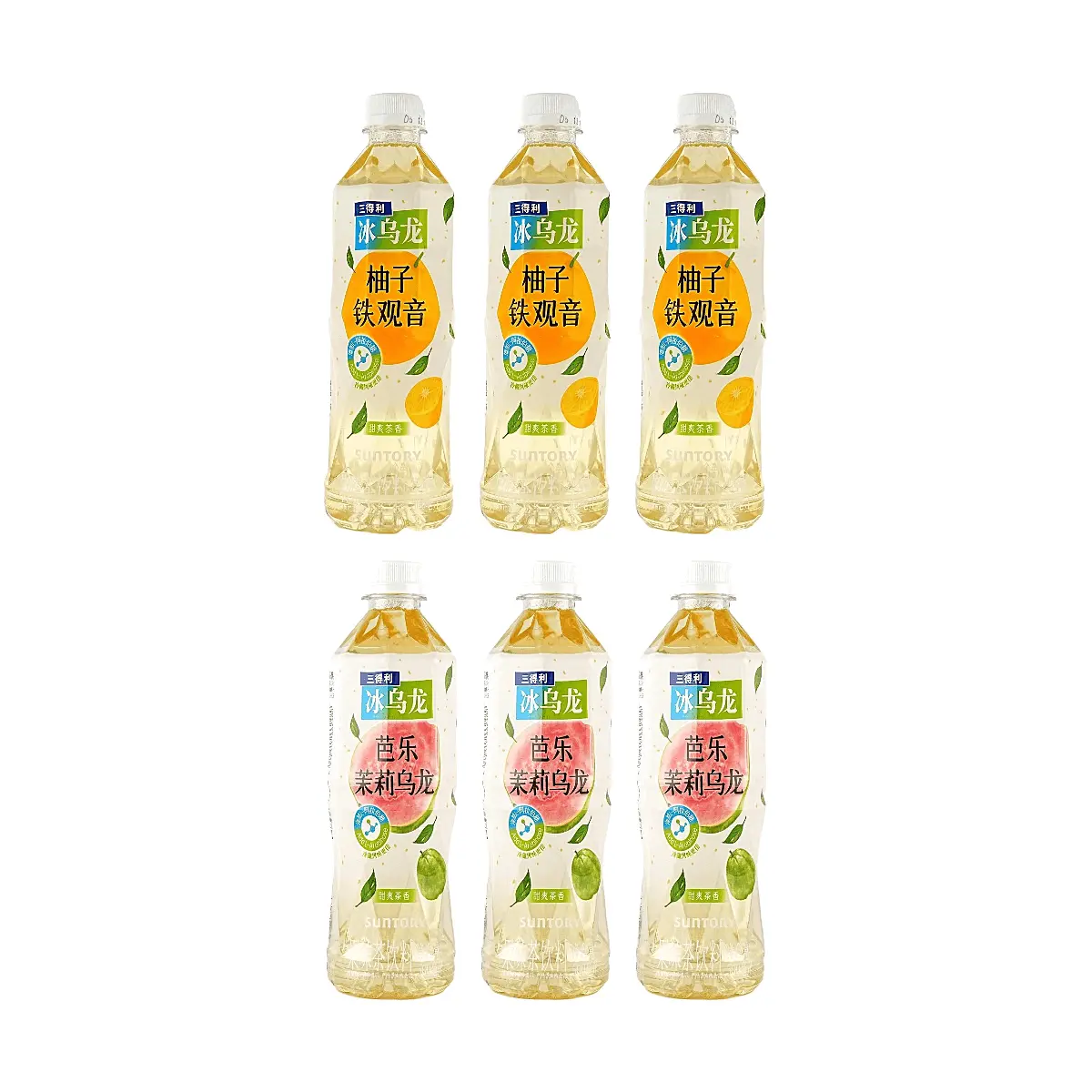 Suntory China Iced Oolong Tea Variety Pack - Yuzu Tieguanyin & Guava Jasmine Oolong, 3L (6 Bottles), Refreshing & Fat-Reducing