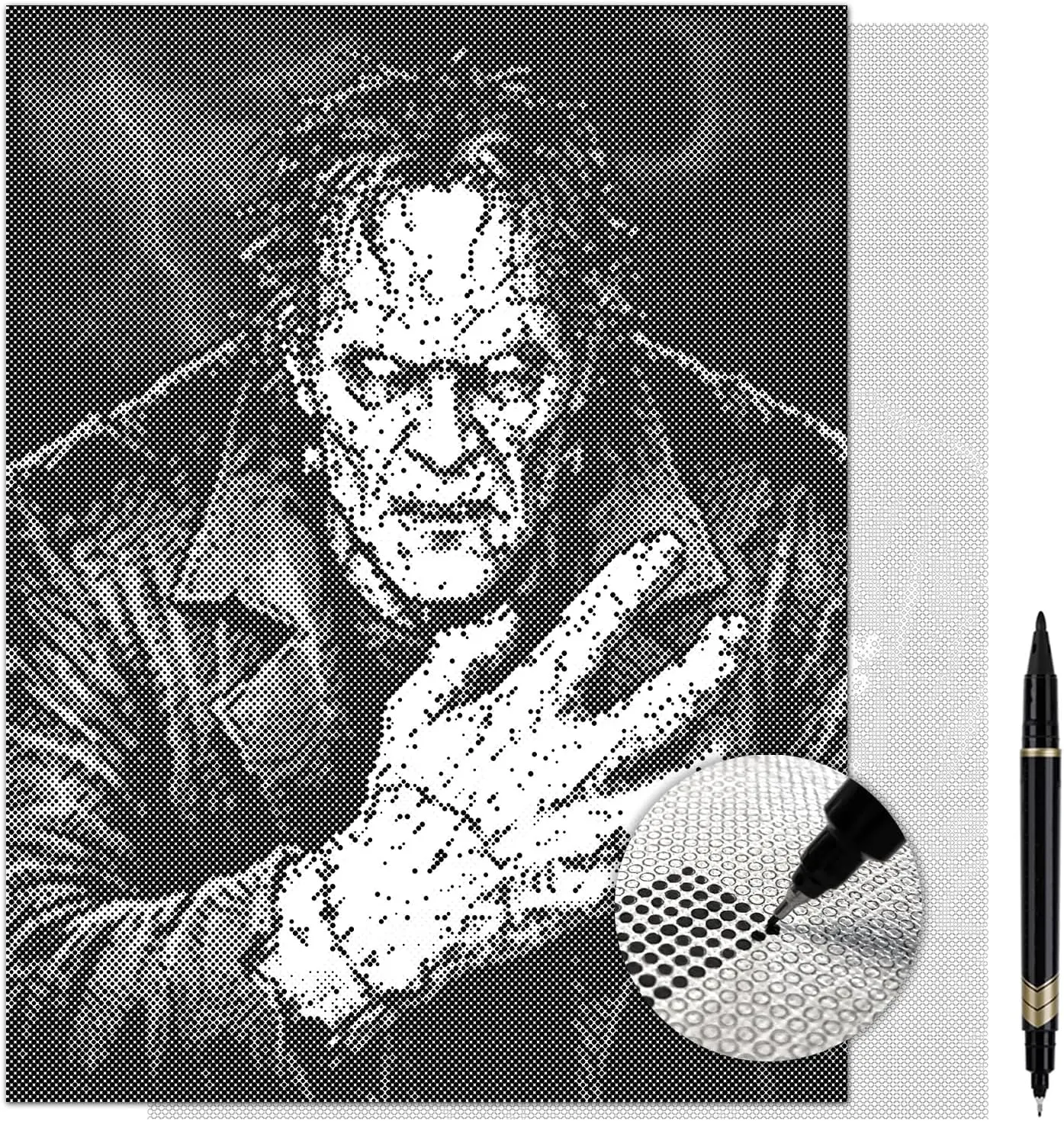 Frankenstein Halloween Horror Art Dot Painting Kit for Adults - 13x17 in Canvas, Dual-Tip Dot Markers, Beginner-Friendly, Meditative Rhythm DIY Craft, Great Gift for Tomball TX DIY Enthusiasts