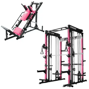RitFit Pink M1 PRO Smith Machine with Cable Crossover and BLP01 Leg Press Hack Squat Package for Home Gym