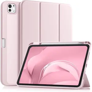 for iPad Pro 11 Inch Case (M5/M4) 2025/2024 6th/5th Generation with Pencil Holder, for iPad Pro Case 11 Inch with Trifold Stand Protective Cover/Soft TPU , Auto Wake/Sleep,