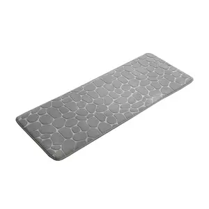 Light Gray Bath Rug Runner Mat Memory Foam 3D Pebble 48"L x 18"W