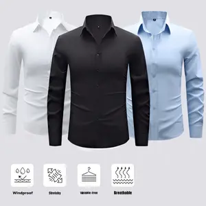 3-Pack Men's Stain Sheild Business Casual Dress Shirts - Slim Fit Long Sleeve Button Down Shirt