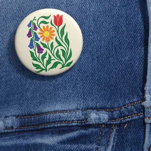 NO WORDS Foxglove Daisy Tulip Pin Button, Subtle Fck Trump FDT Rainbow Pride Pin Buttons - Fashion Accessories Pins, Gifts for Him & Her