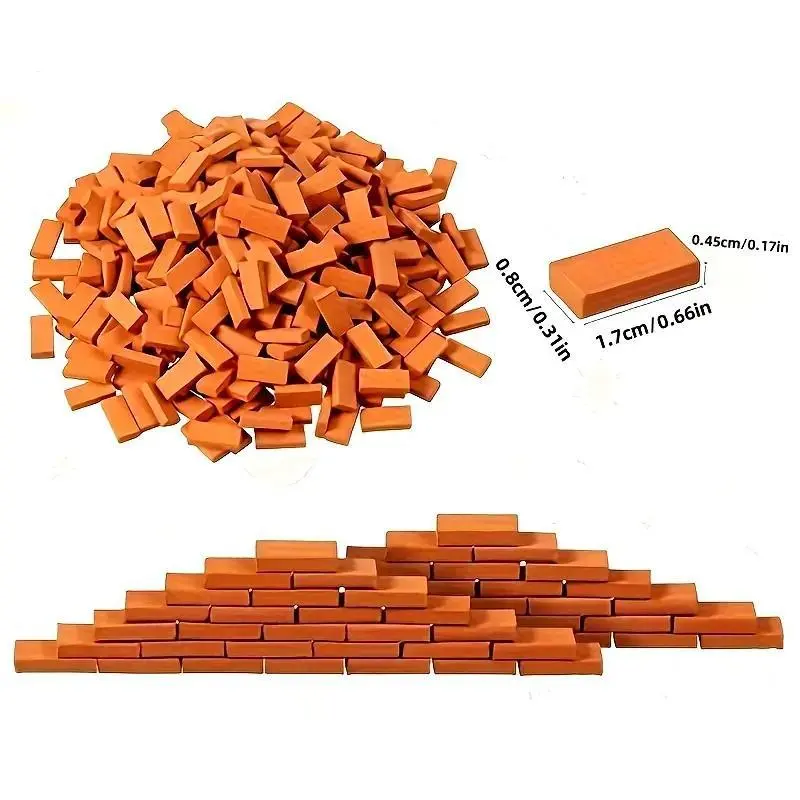 1:16 Scale Realistic Mini Bricks (50PCS) - Handmade Crafts Supplies, Unisex Model Wall Bricks & Parts for All Seasons Landscape Hobby Projects, No Excessive Promotional Terms