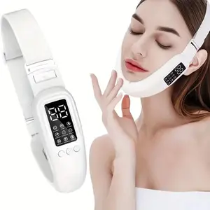 EMS V Face Lifting Massager, Face Lifting Device, Facial Care Instrument, 42℃ Hot Compress, 15 Intensities, 8 Modes, Foldable, Lightweight, Double Chin Reducer, Skin Firming & Contouring