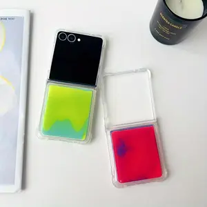 Phone Case: Foldable Glow-in-the-Dark Sand Effect Phone Case Compatible with Galaxy Z Flip 3/4/5/6/7