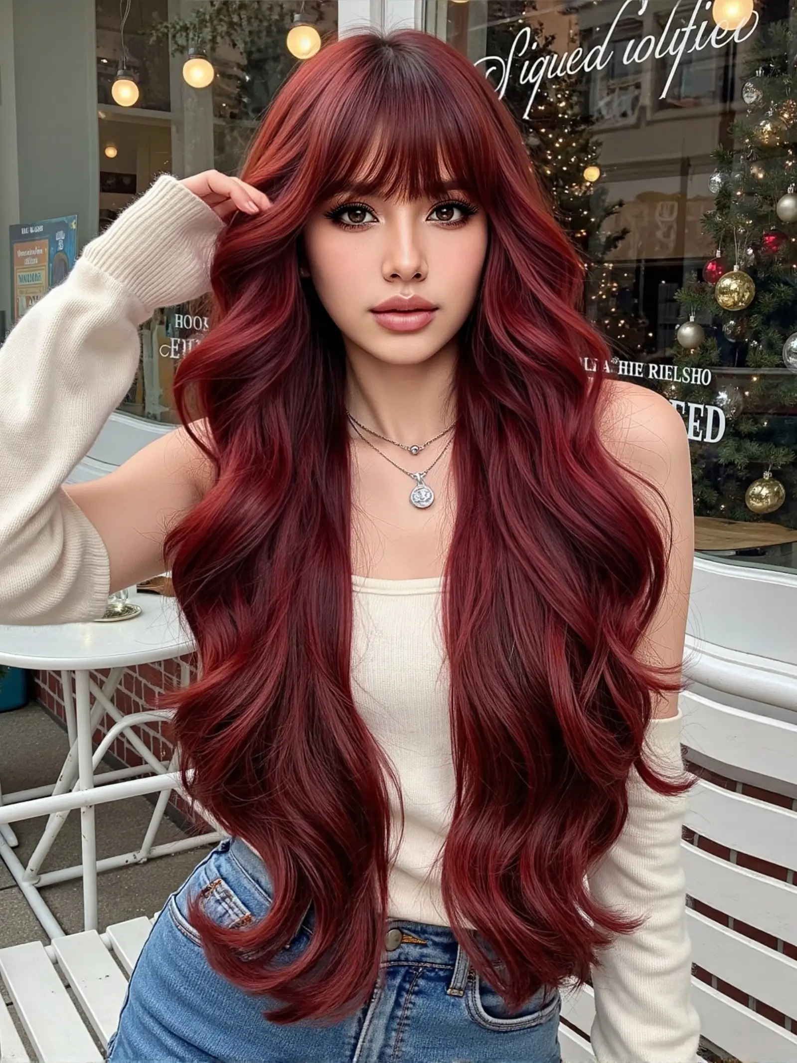 Synthetic Heat Resistant Wig, 30 Inch Curly Wig with Bangs, Curled Wig, Synthetic Curly Hair, Synthetic Curly Wigs