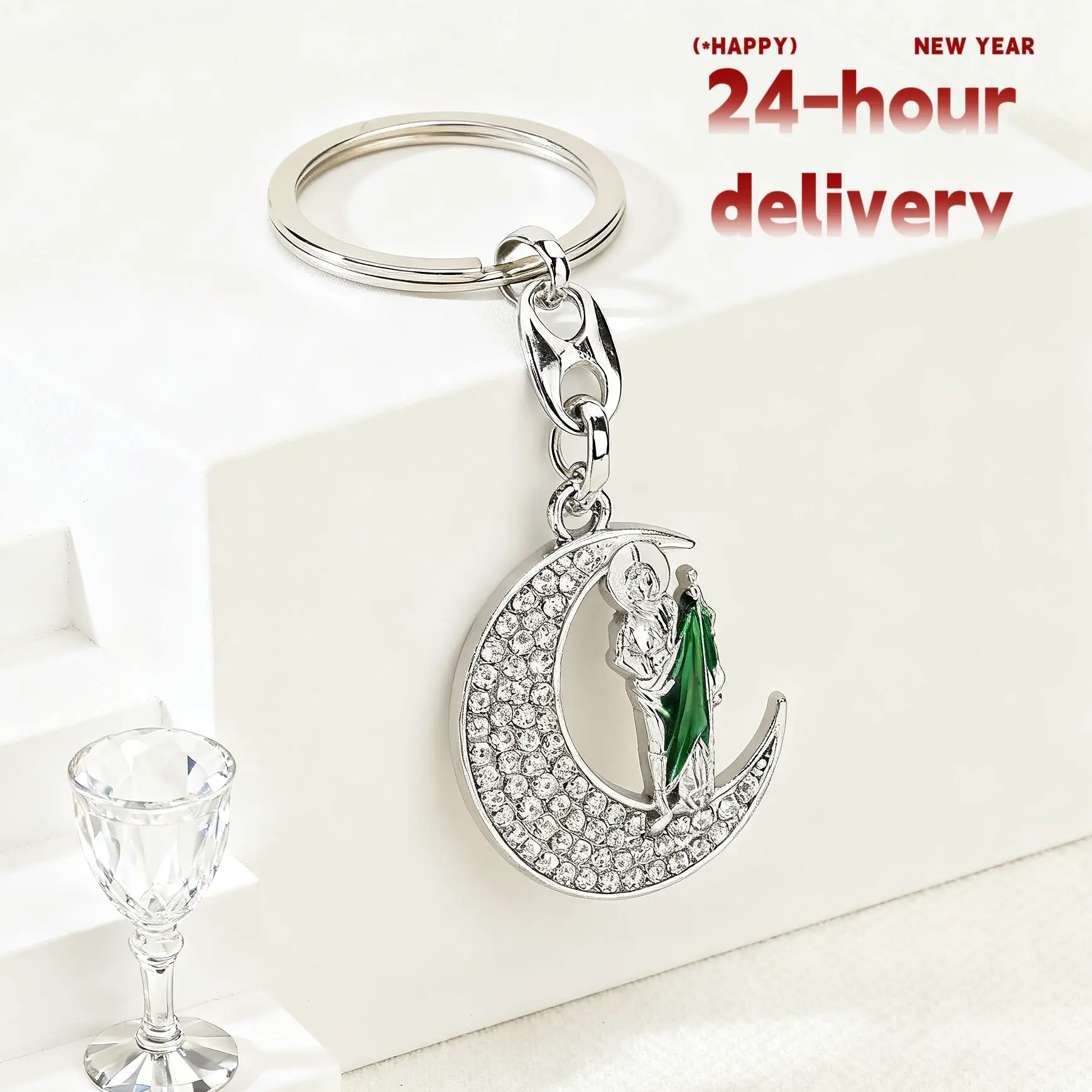 Celestial Moon and Star Keychain, Simple Metal Charm for Blessing and Protection - Meaningful Gift for Loved Ones and Friends
