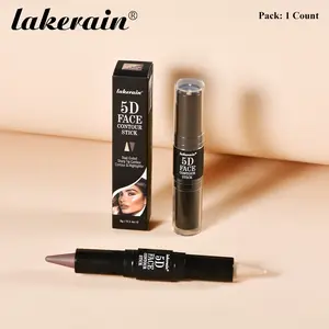 Lakerain 1 Count Dual-Ended Pointed Waterproof & Sweat-Proof Contour Pen，Contour and Highlight 2 In 1，No Cakey Finish and No Sticky Feel，Long-Lasting Wear，Four Shades Available，Natural Makeup，Suitable for Whole Body Use