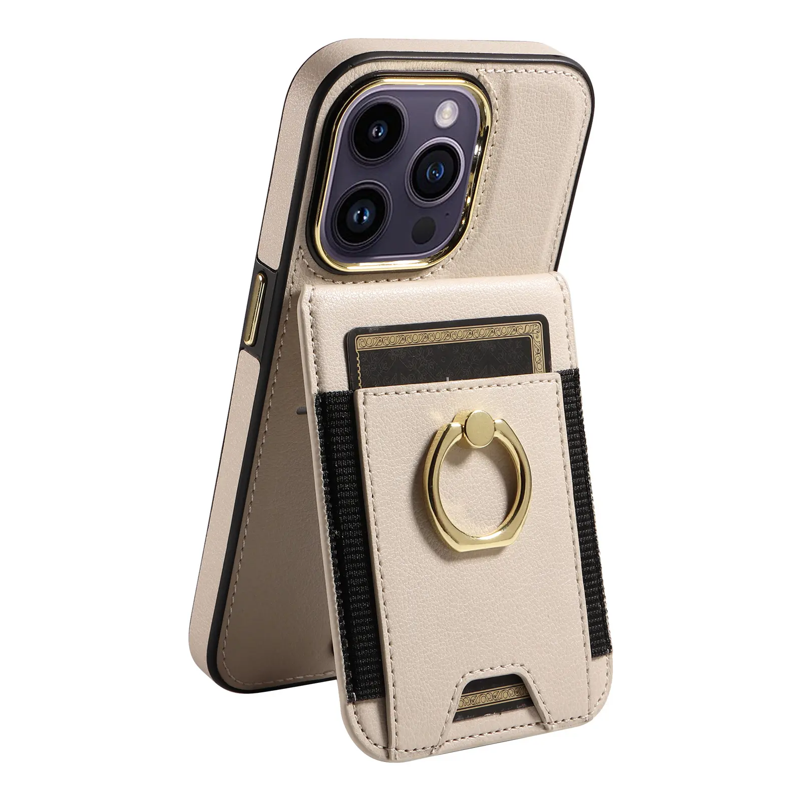 Suitable for iPhone16 ProMAX mobile phone case with back cover Apple 15 new wallet ring protective leather case