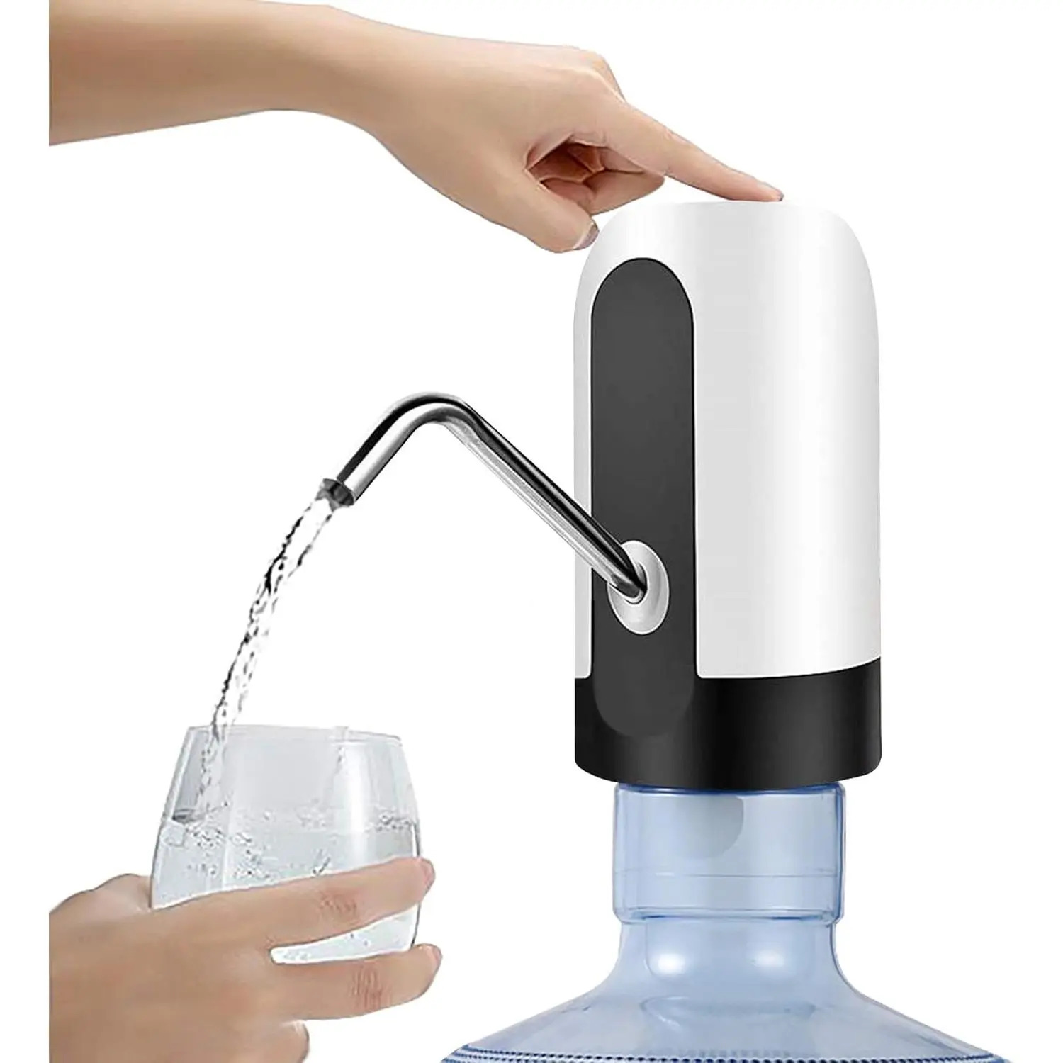 5 Gal USB-Rechargeable Electric Automatic Water Bottle Dispenser, White USB Rechargeable Dispenser for Home, Office Use