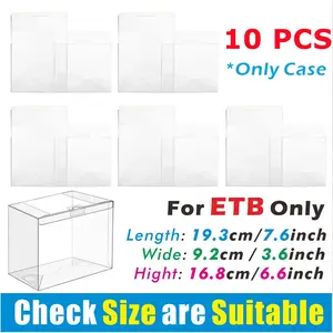 10pcs For ETB (Elite Trainer Box) Folding Plastic Protective Cases for PTCG TCG Trading Cards Booster Box 360° Full View Anti-Scratch & Durable PET Material, Rectangular Shape, Secure Storage Box for Cartoon Games Collectible Sports Pack Box (check Size)