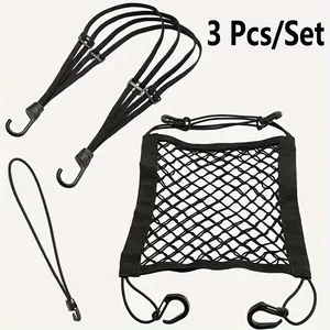 Elastic Bungee Cords for Motorcycles And Bicycles, Helmet Net Straps, Black Mesh Luggage Organizer for Safe Storage. Multi functional hook elastic rope, Adjustable Hanging Ropes, holiday gift, Helmet Strap Motorcycles And Cars, Mesh Luggage Storage Bag