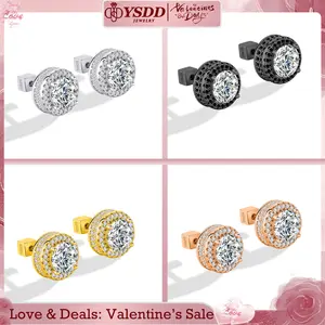 【#409 Must-have】Deluxe Milgrain Set Halo Stud Earrings vvs Synthetic Moissanite Earrings in 925 Sterling Silver Birthday Mother's Day Gift for Men Women Wedding0.1/0.5/1ct