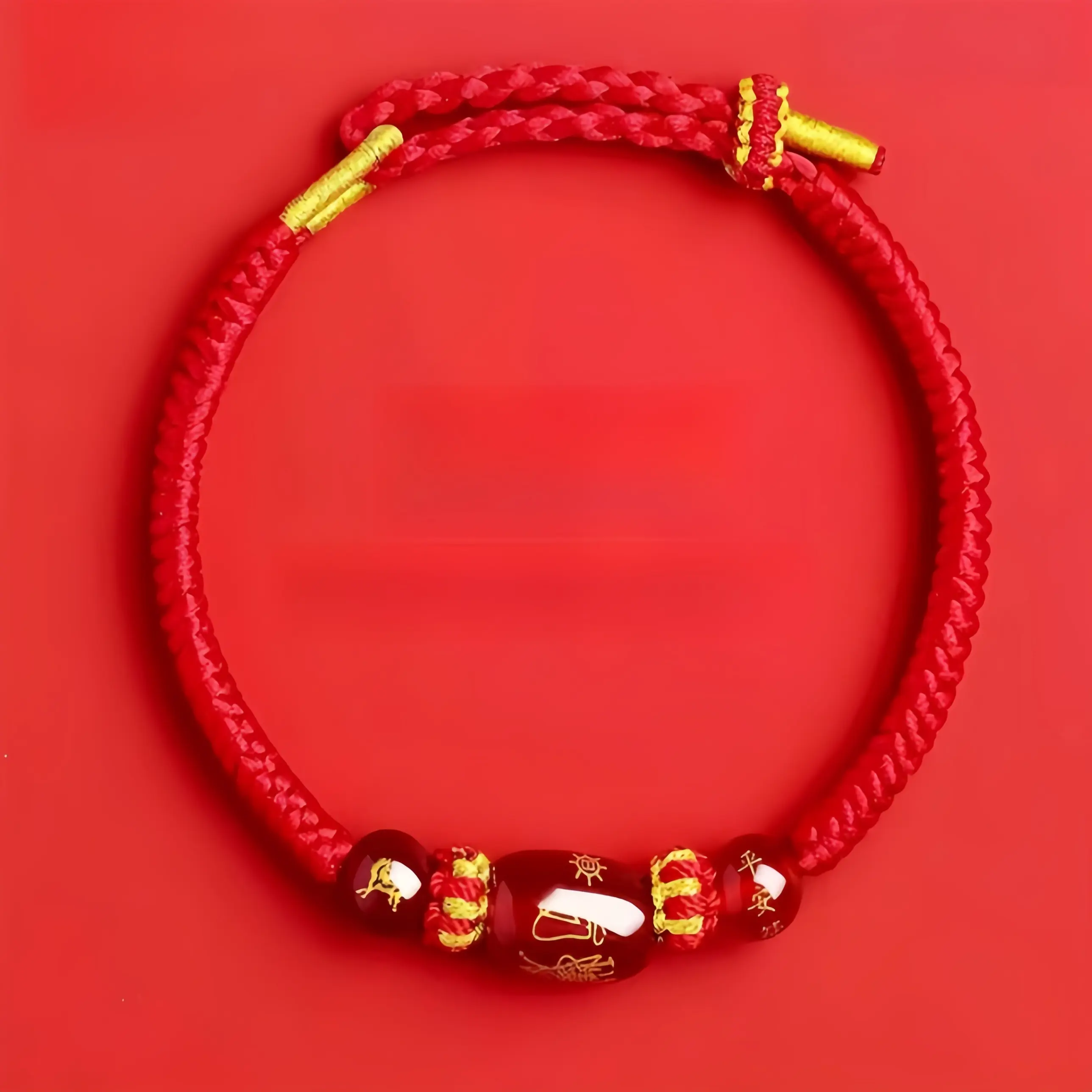 Braided Red Rope Bracelet - 2026 Chinese Zodiac Charm (Goat, Rooster, Rabbit) - Wealth Bead Unisex Braided Jewellery for Prosperity Luck, Inspirational Costume Accessory Gift