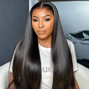 Pizazz Hair 13x6 Glueless Lace Frontal Wig Ear To Ear HD Transparent Lace Melted Skin Well Straight Human Hair Wigs With Drawstring , Pre Bleached , Pre Cut ,Pre Plucked Human Hair For Women