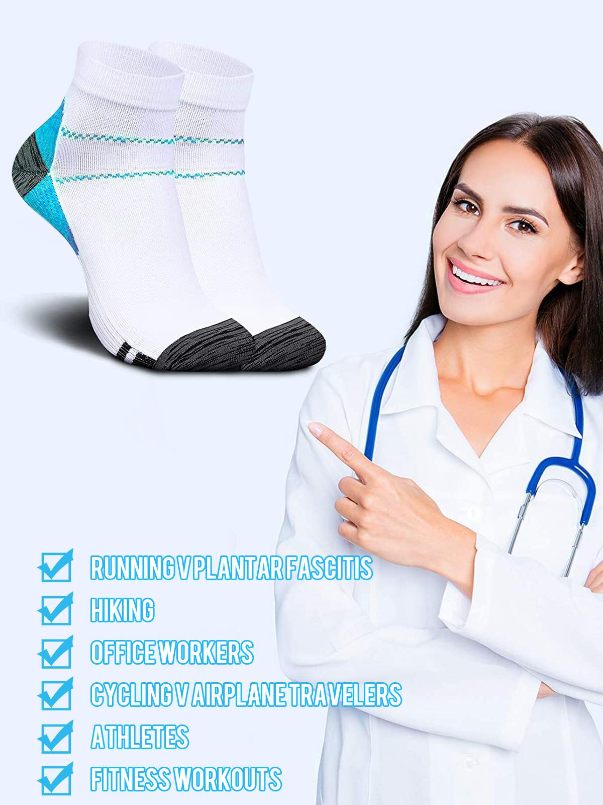 Elastic Short Crew Compression Socks for Men & Women, Y-Heel Construction with Non-Slip Support, Breathable Moisture-Wicking Material, Sports & Everyday Use