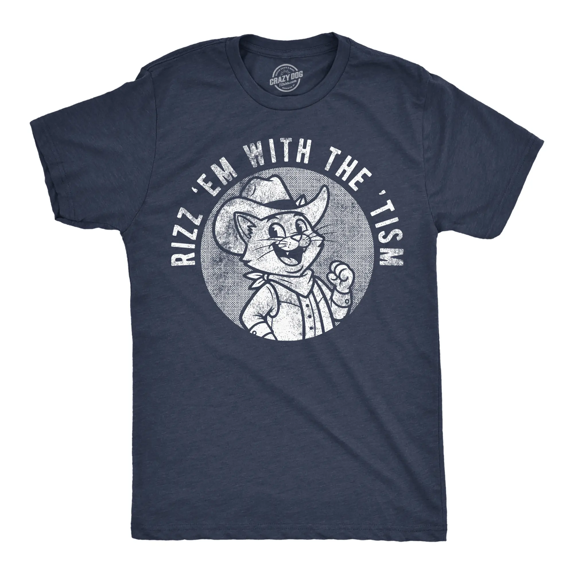 Mens Funny T Shirts Rizz'Em With The Tism Sarcastic Graphic Novelty Tee For Men Mens Funny T Shirts Cool Vintage Fashion T-Shirt Gift Classic Menswear Funny offensive Short Sleeve Novelty Tees for Guys Navy -