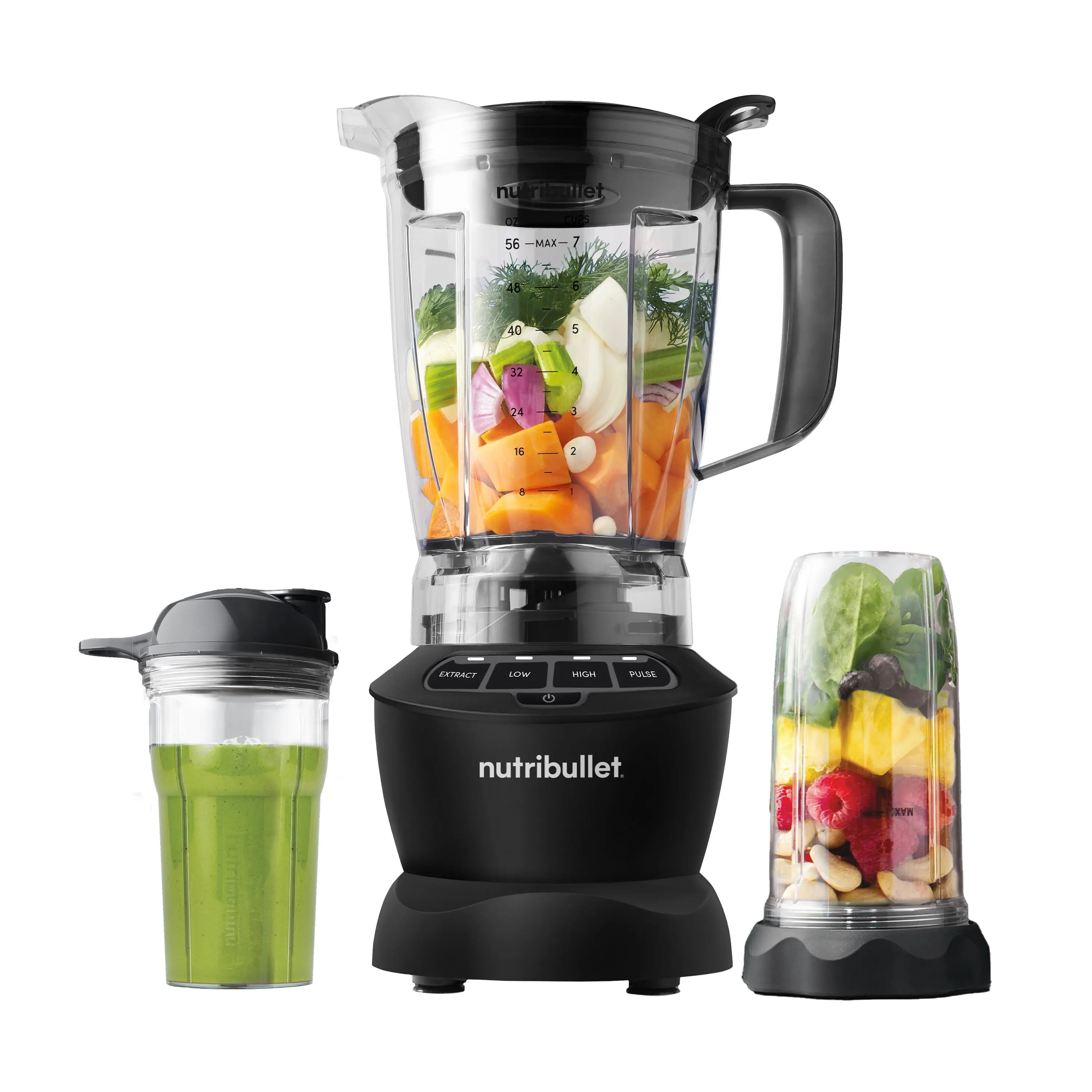 nutribullet 1000W Jug Blender Combo, NBF10500AK Matte Black Model with Serve Cups