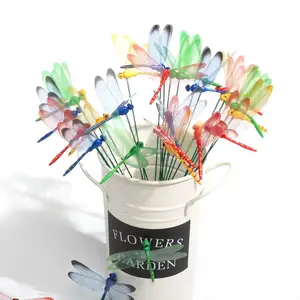 24PCS Dragonfly Garden Stakes, 4-Color Outdoor Garden Decor, Waterproof Plastic Dragonfly Ornaments for Yard, Lawn & Patio
