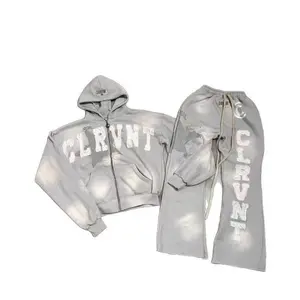 Street hoodie sets with printed American fashion, hip-hop, skateboarding style, casual men's autumn sweatpants and sweatshirts Clothes Menswear Streetwear Outfit Matching Suits